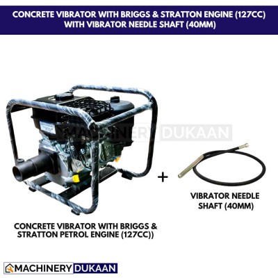 Concrete Vibrator with Briggs & Stratton Petrol Engine (127cc)  with 40mm Vibrator Needle Shaft